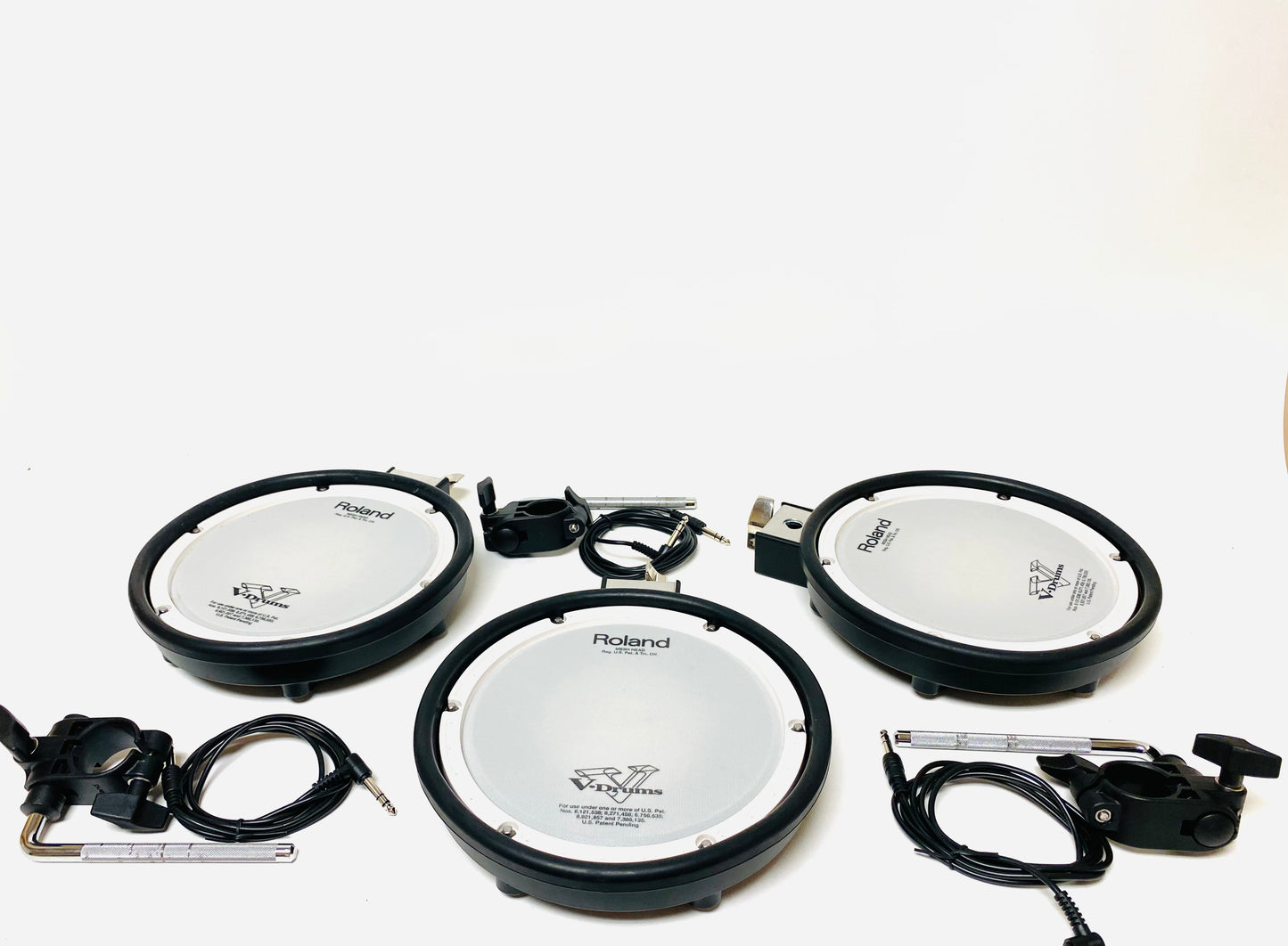 Set of 3 of Roland PDX-8 PDX8 Mesh Pads w Clamp Mount Cable