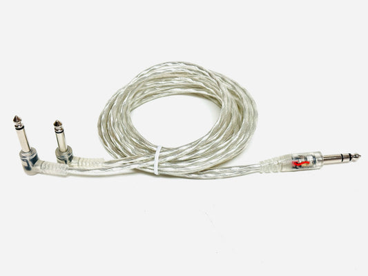10ft Splitter Transparent Clear Silver For ROLAND BOSS  V-Drum Splitter Cable Cord Long Y-Cable Male